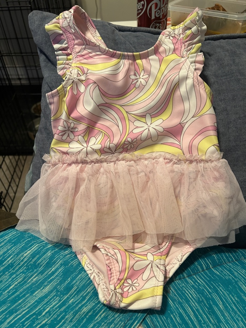 Carter's Pink and Yellow Floral Tutu Swimsuit